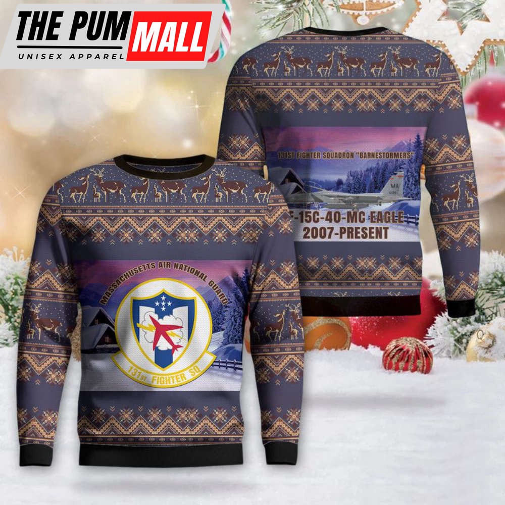 US Air Force 104th Fighter Wing F-15C-40-MC Eagle Christmas Sweater – Perfect Gift!