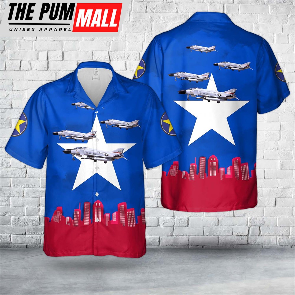 US Air Force Texas Air National Guard 111th Fighter Interceptor Squadron McDonnell F-4C-25-MC Phantom 64-0928 Hawaiian Shirt