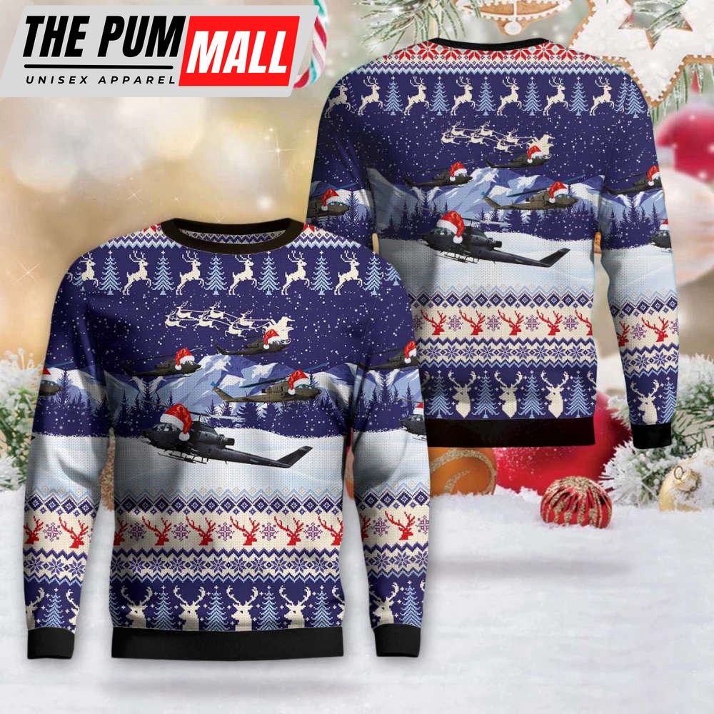 US Army AH-1F Christmas Sweater 3D