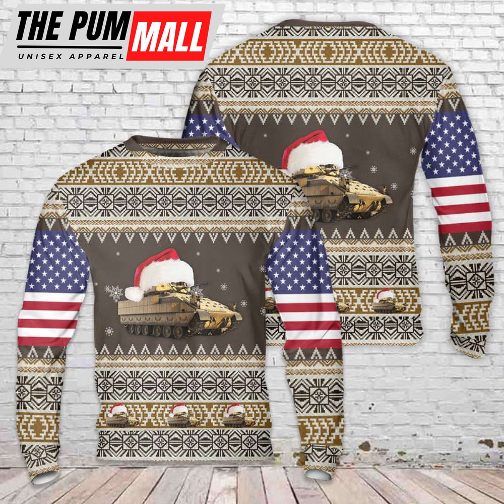 US Army M2A3 Bradley Christmas Sweater 3D – Festive Gift for Christmas Day