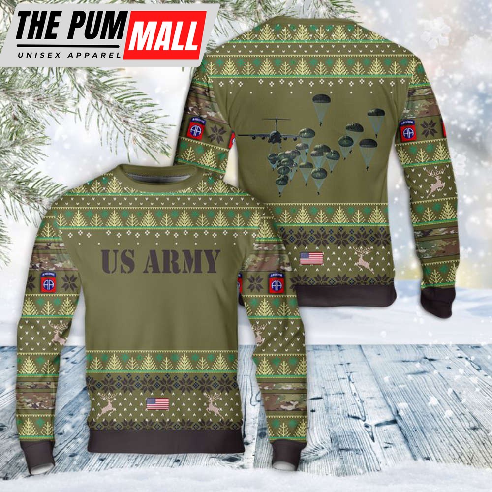 US Army Paratroopers With The 82nd Airborne Division Parachute Christmas Sweater DLMP3008PD07Gìt For Christmas
