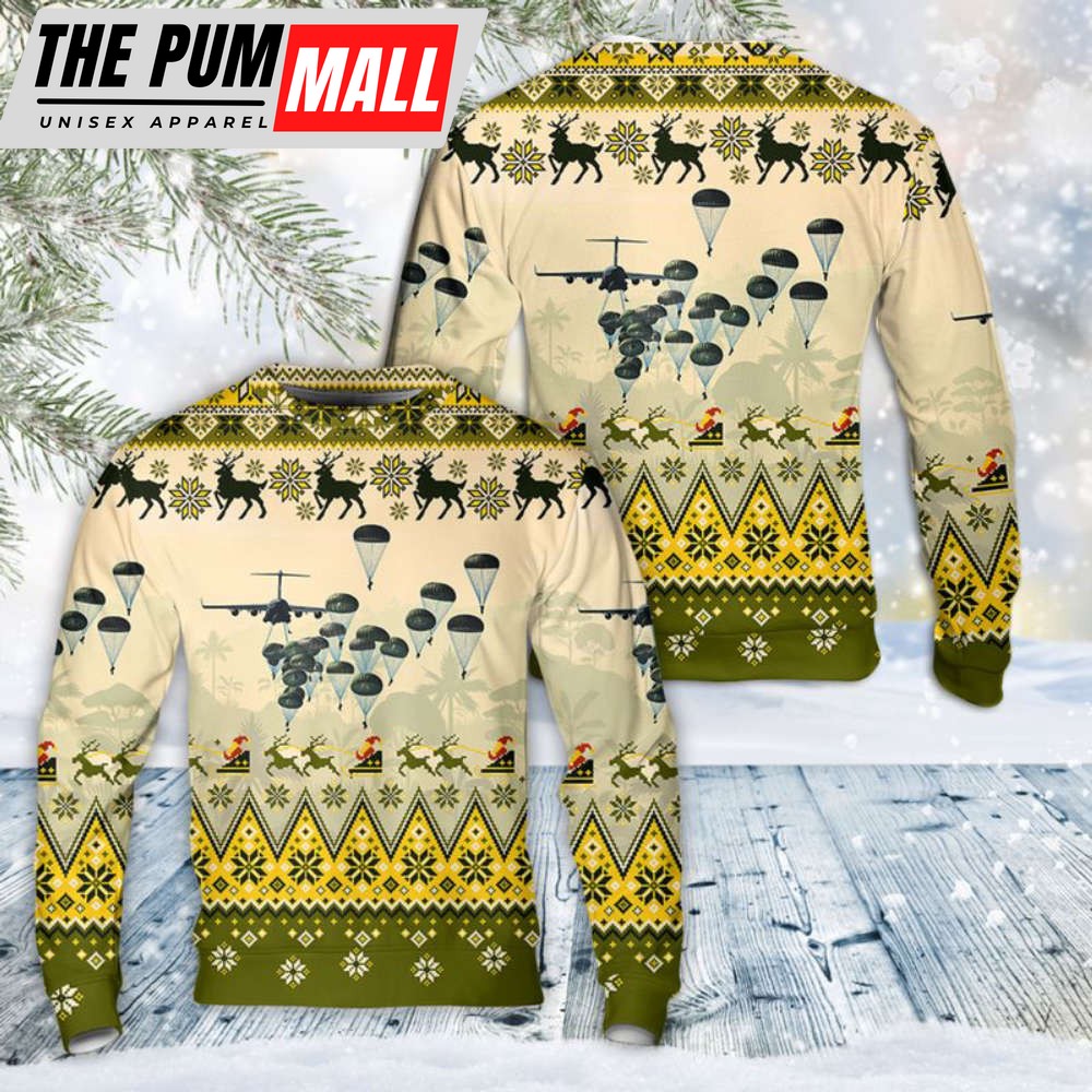 US Army Paratroopers With The 82nd Airborne Division Parachute Christmas Sweater Gift For Chrismas