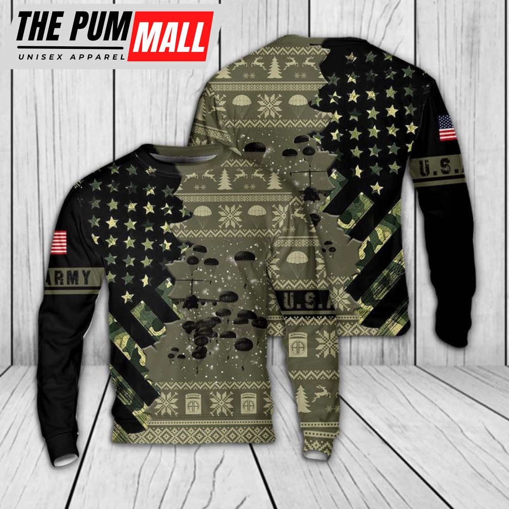 US Army Paratroopers With The 82nd Airborne Division Parachute Christmas Sweater Gift For Chrismas