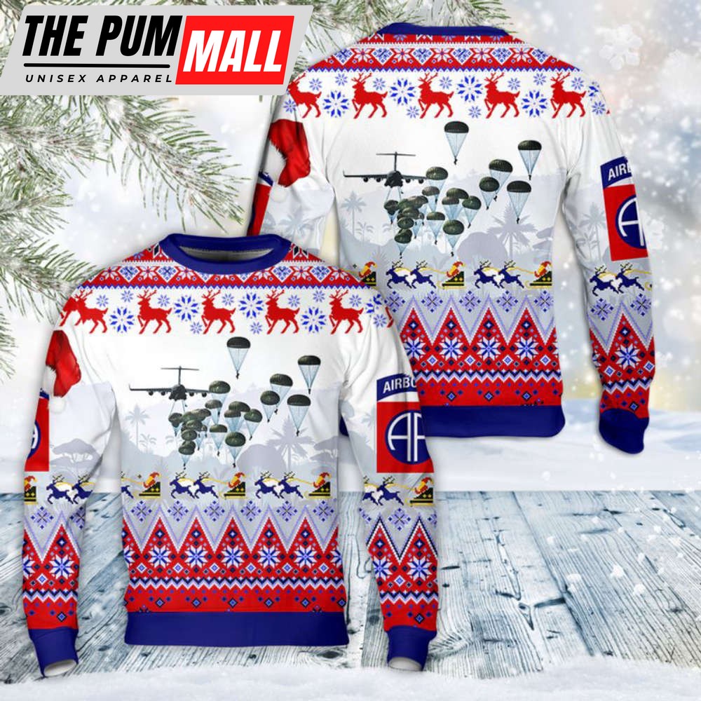 US Army Paratroopers With The 82nd Airborne Division Parachute Christmas Sweater Gift For Chrismas