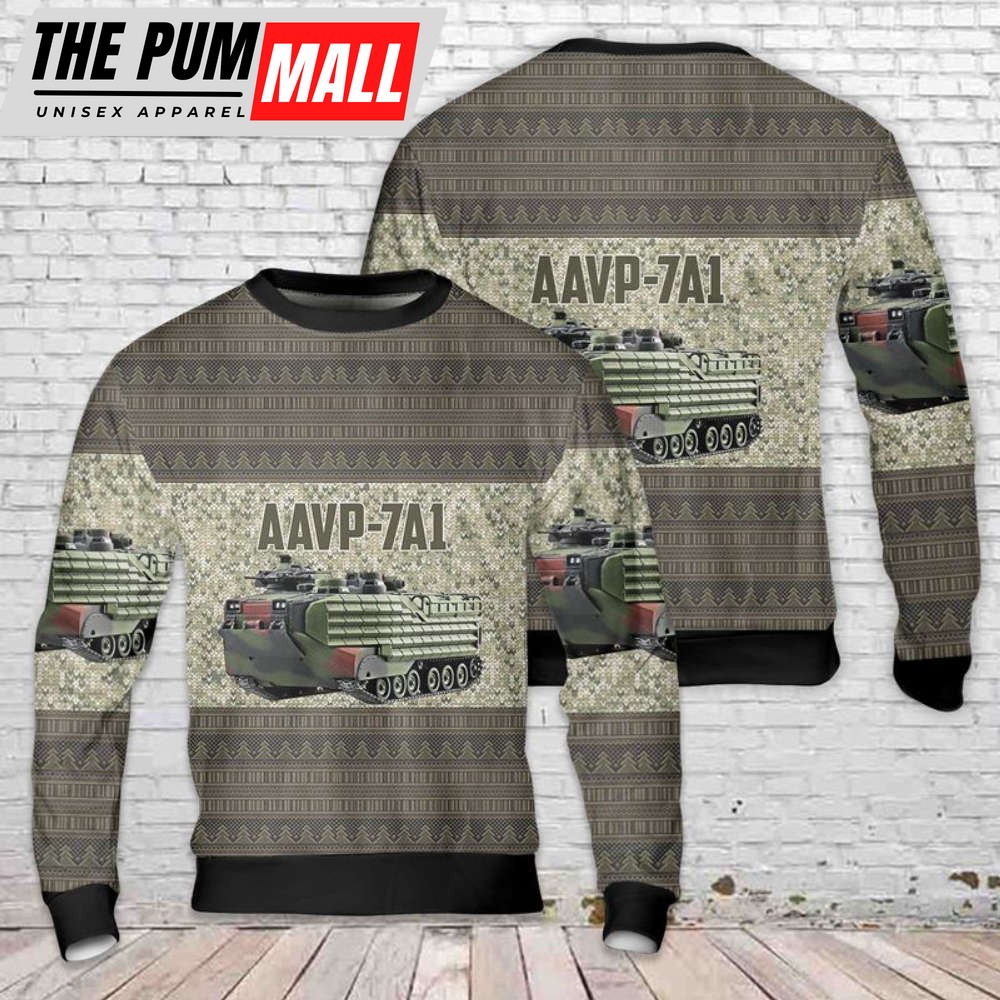U.S. Marine Corps Assault Amphibious Vehicle (AAVP-7A1) Christmas Sweater 3D Gift For Christmas