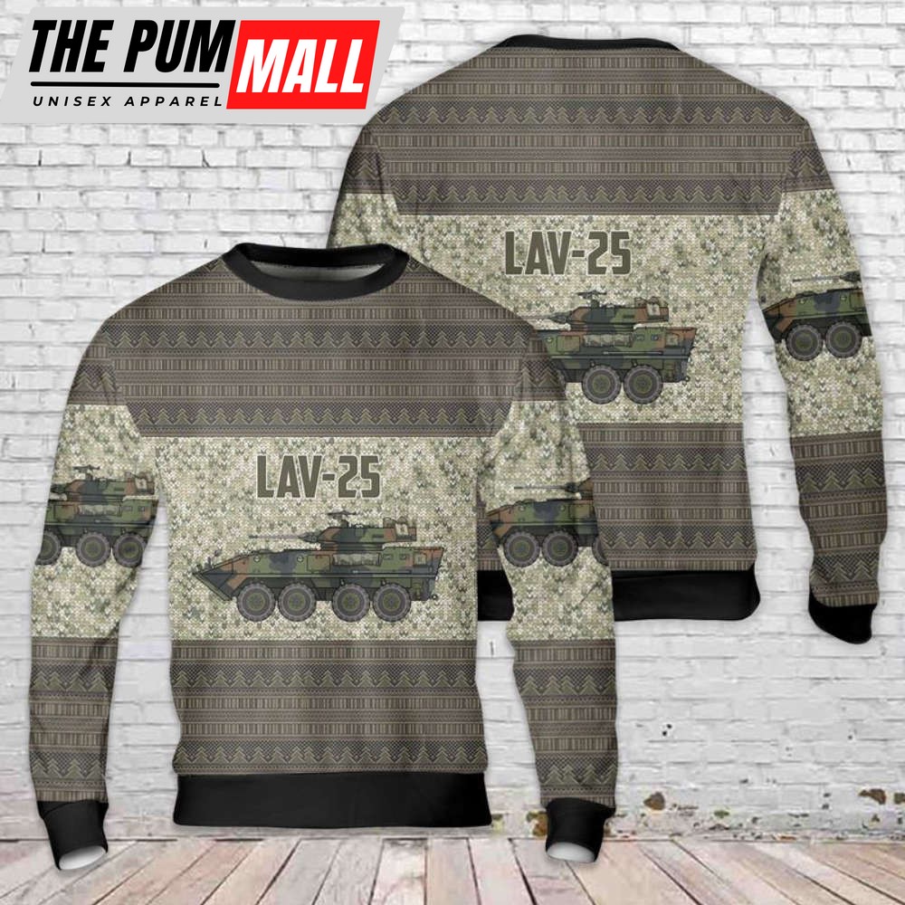 U.S. Marine Corps Light Armored Vehicle LAV-25 Christmas Sweater 3D Christmas Gift Day