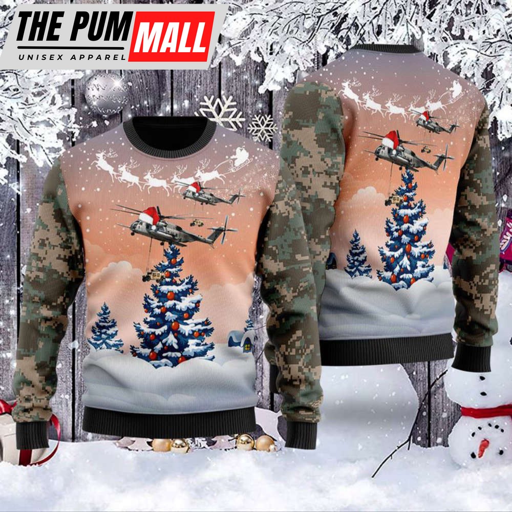 U.S. Marine Corps Sikorsky CH-53E Super Stallion (S-65E/80) Christmas Sweater 3D Christmas Gift Day