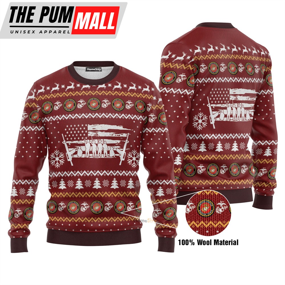 U.S Marine Corps Ugly Christmas Sweater 3D Printed Best Gift For Xmas Adult