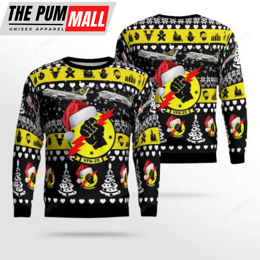 US Navy A7E Corsair II Of VA-25 3D Ugly Christmas Sweater, Gift For Christmas Sweater