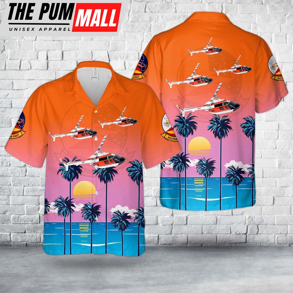 US Navy Bell TH-57C Sea Ranger Helicopter Training Squadron EIGHT (HT-8) Eightballers Hawaiian Shirt