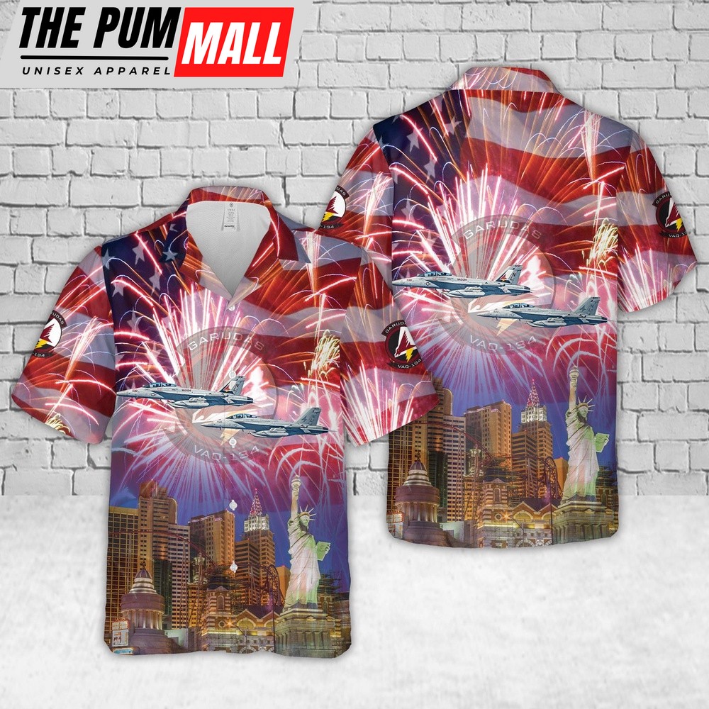 US Navy Boeing EA-18G Growler Of Electronic Attack Squadron 134 (VAQ-134), 4th Of July Hawaiian Shirt