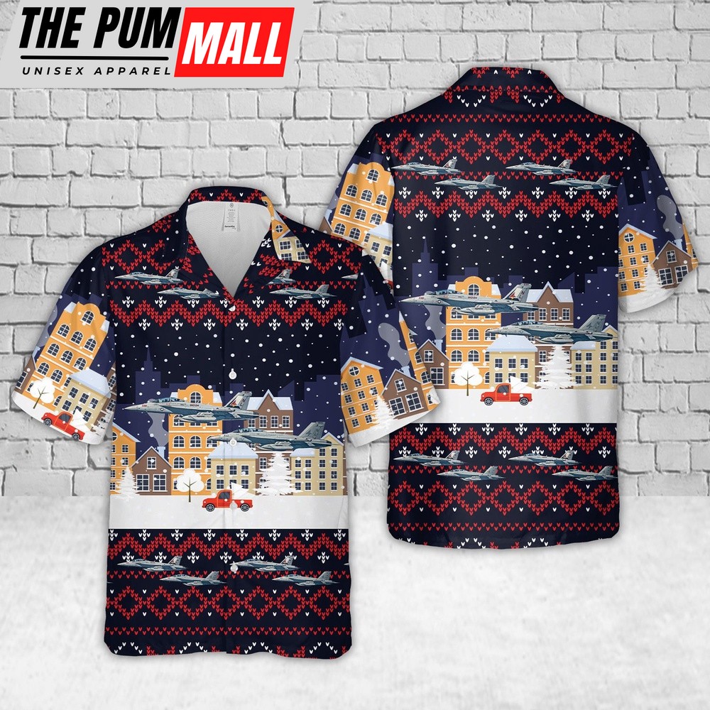 US Navy Boeing EA-18G Growler Of Electronic Attack Squadron 134 (VAQ-134) Christmas Hawaiian Shirt