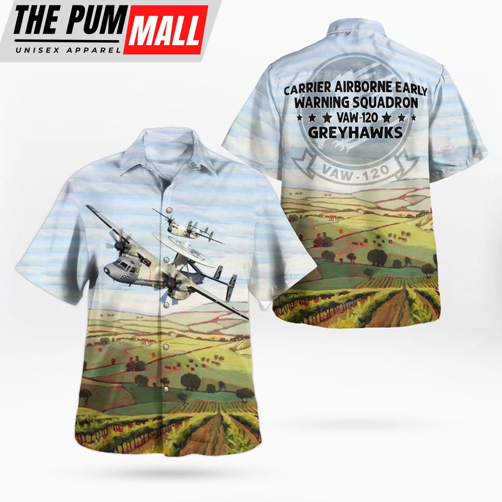 US Navy Carrier Airborne Early Warning Squadron 120 (VAW-120) Greyhawks E-2 Hawkeye Hawaiian Shirt