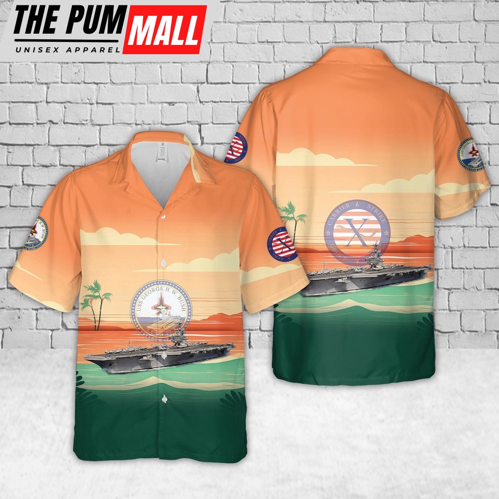US Navy Carrier Strike Group 10 (CARSTRKGRU 10) USS George H.W. Bush (CVN-77) Hawaiian Shirt