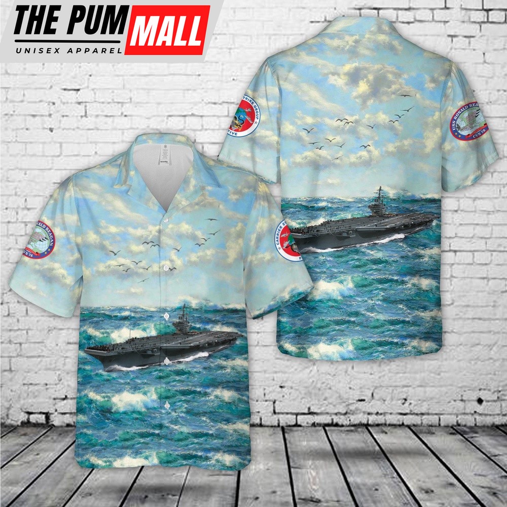 US Navy Carrier Strike Group 5 (CARSTRKGRU 5) USS Ronald Reagan (CVN-76) Hawaiian Shirt