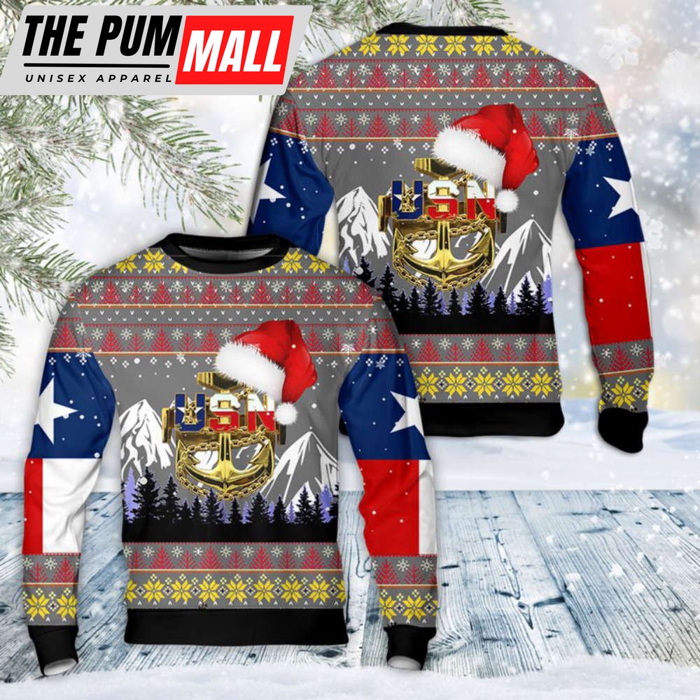 US Navy Chief Texas style Christmas Sweater Gift For Chrismas