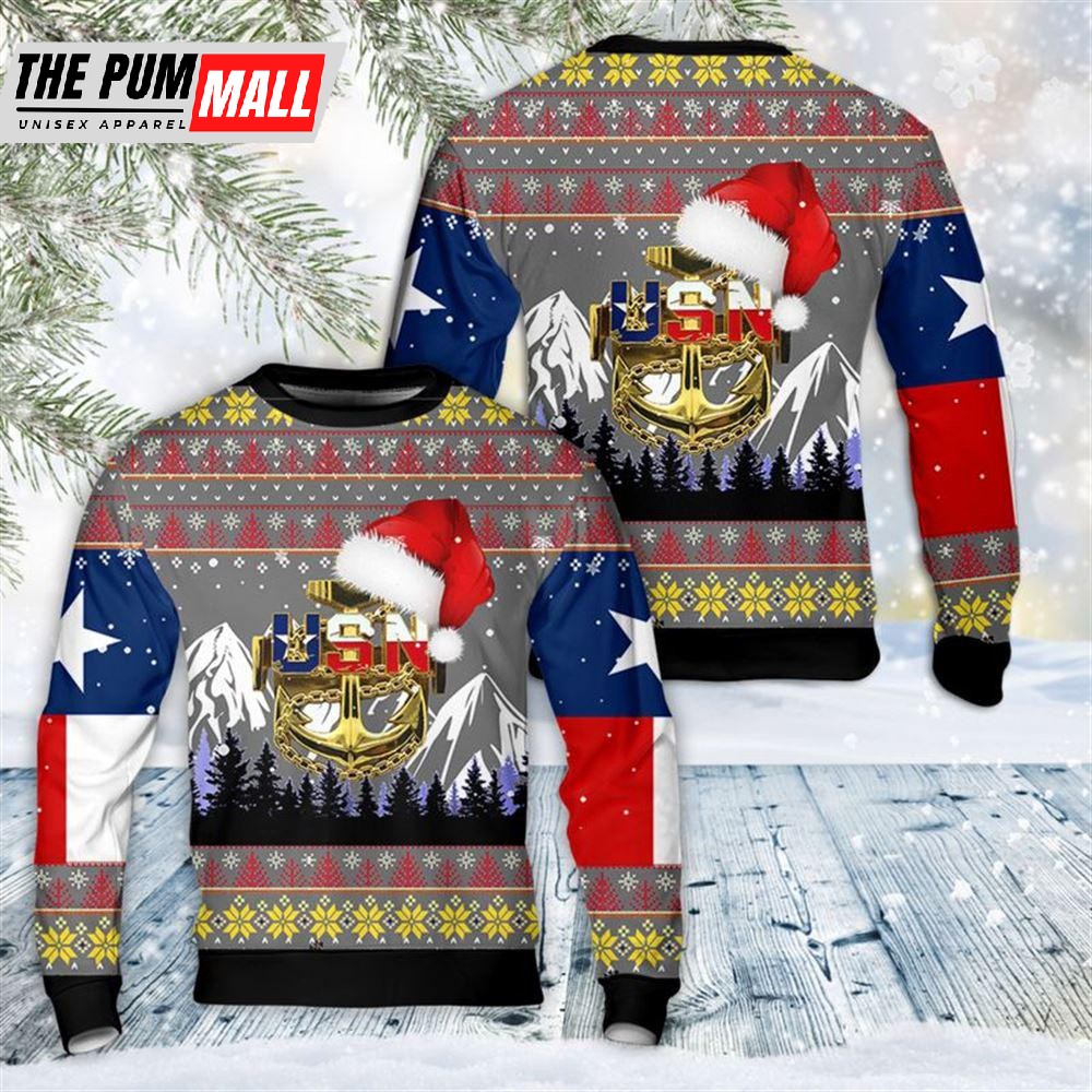 US Navy Chief Texas style Christmas Sweater Gift For Christmas