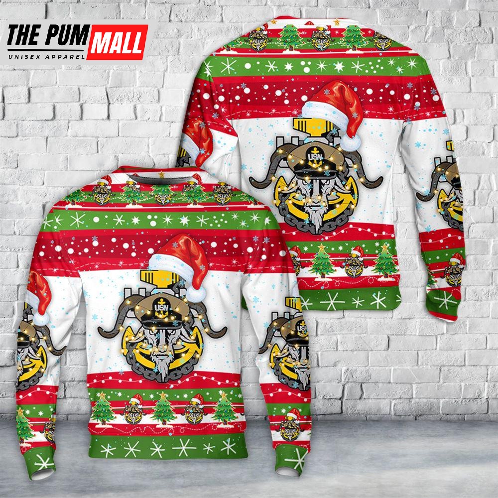 US Navy Chief with Goat head anchor Christmas Sweater Gift For Christmas