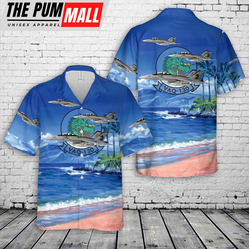 US Navy Electronic Attack Squadron 130 (VAQ-130) Zappers Grumman EA-18G Growler Hawaiian Shirt