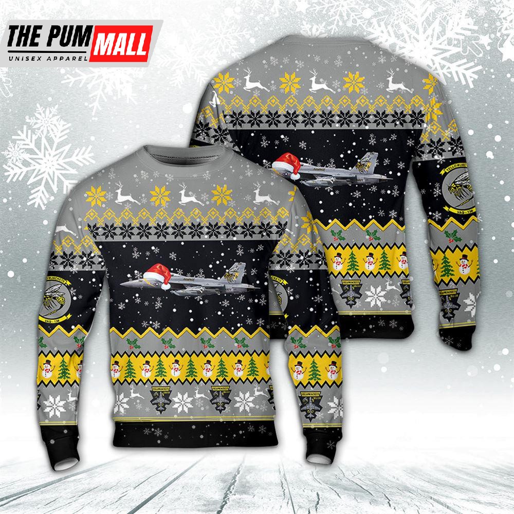 US Navy Electronic Attack Squadron 138 (VAQRON 138) Yellow Jackets Christmas Sweater Gift For Christmas
