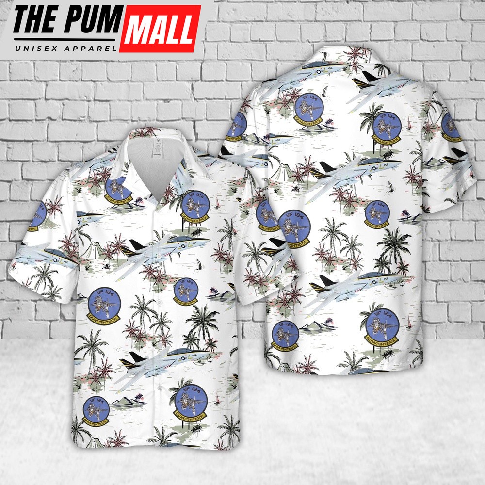 US Navy F-14A Tomcat aircraft of Fighter Squadron 124 (VF-124) Gunfighters Hawaiian Shirt