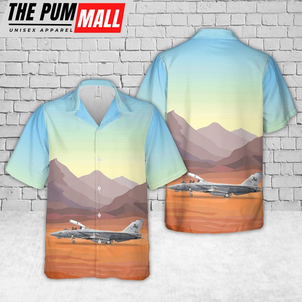 US Navy F-14D-170-GR Super Tomcat Of Strike Fighter Squadron 213 (VFA-213) Blacklions Hawaiian Shirt