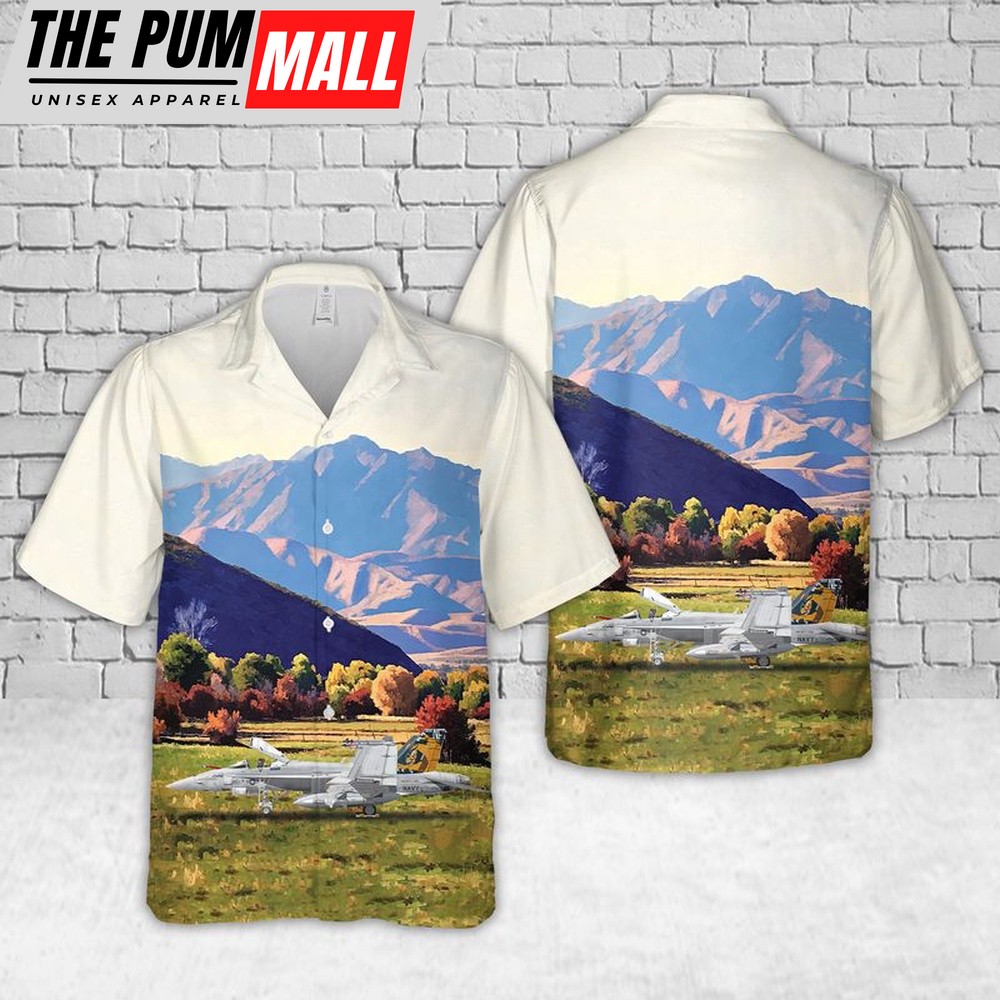 US Navy F-18C-43-MC Hornet Of Strike Fighter Squadron 192 (VFA-192) World Famous Golden Dragons Hawaiian Shirt