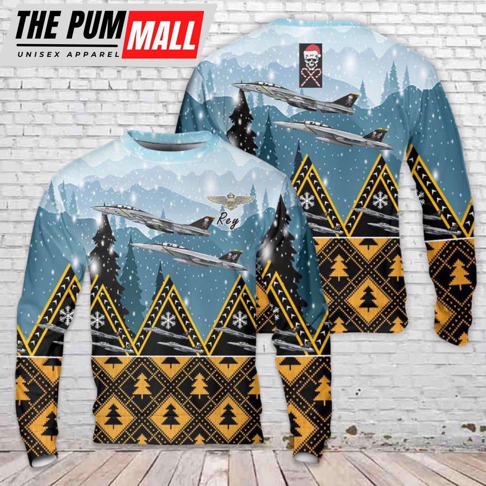 US Navy Grumman F-14 Tomcat Christmas Sweater 3D Gift For Chrismas