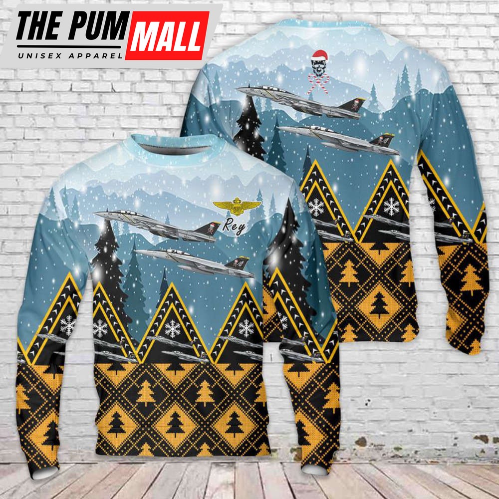 US Navy Grumman F-14 Tomcat Christmas Sweater 3D Gift For Chrismas