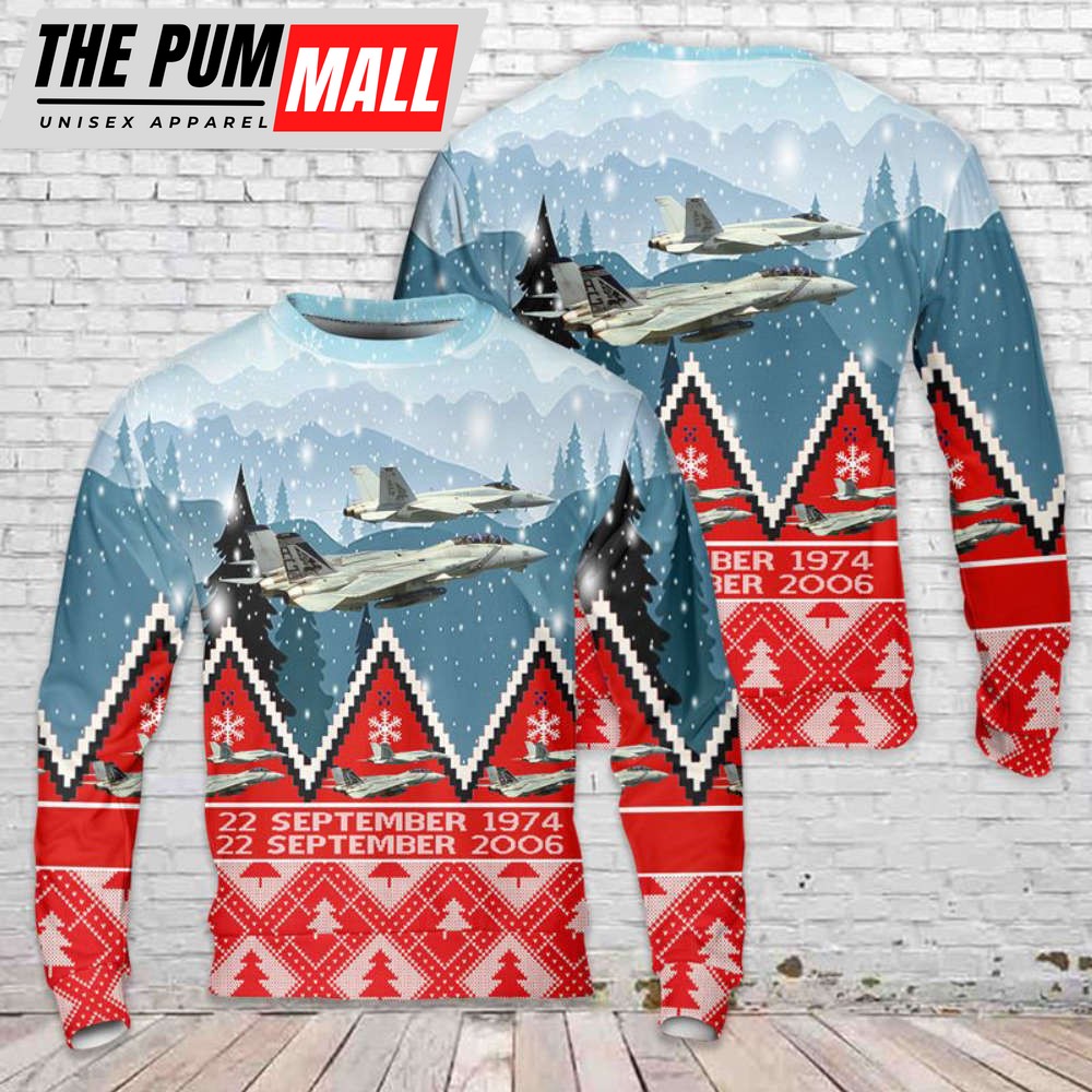 US Navy Grumman F-14 Tomcat Christmas Sweater 3D Gift For Christmas