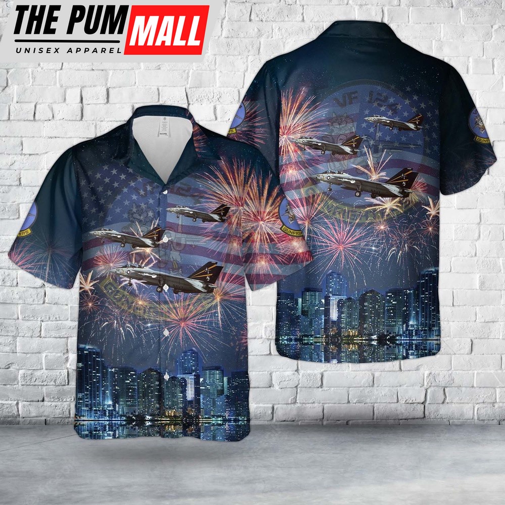 US Navy Grumman F-14A Tomcat AC 400 Of VF-124 Gunfighters, 4th Of July Hawaiian Shirt