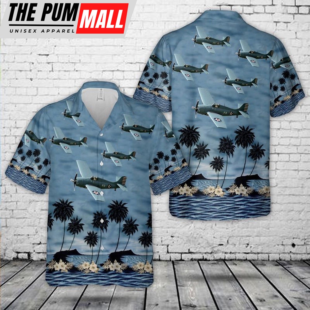 Us Navy Hawaiian Shirt, Grumman F4F Wildcat US Navy WWII fighter plane Hawaiian Shirt, Military Hawaiian Shirt