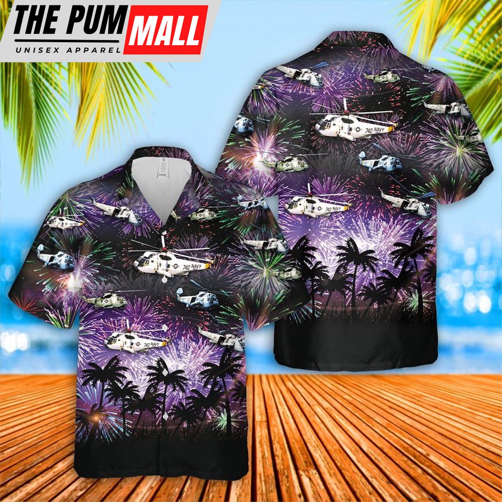 Us Navy Hawaiian Shirt, Navy Sikorsky SH-3 Sea King 4th Of July Hawaiian Shirt, Military Hawaiian Shirt