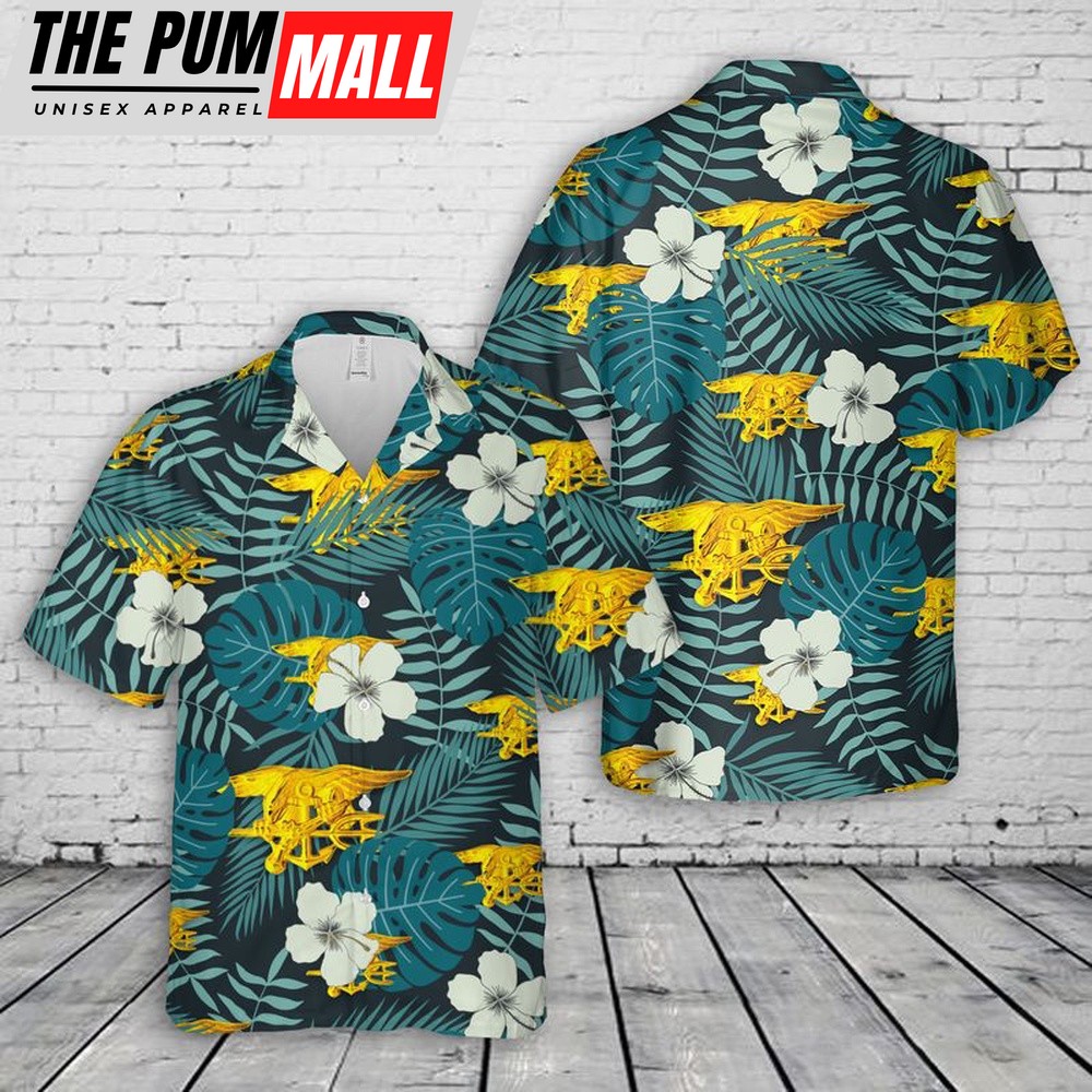 Us Navy Hawaiian Shirt, Navy Special Warfare insignia Hawaiian Shirt, Military Hawaiian Shirt