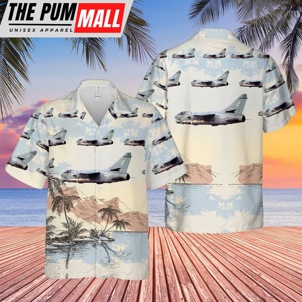 Us Navy Hawaiian Shirt, US Navy A-7E Corsair II Of VA-72 Blue Hawks Hawaiian Shirt, Military Hawaiian Shirt
