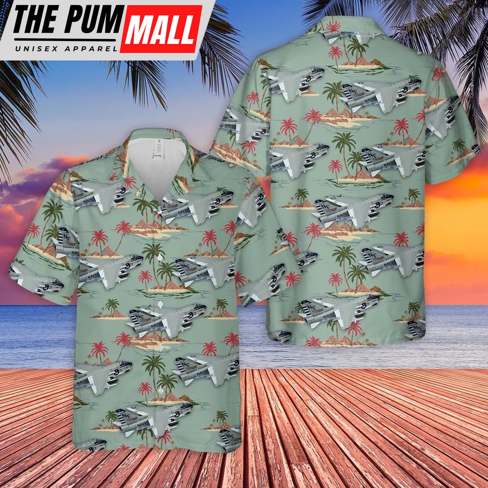 Us Navy Hawaiian Shirt, US Navy A-7E Corsair II Of VA-93 Ravens Hawaiian Shirt, Military Hawaiian Shirt