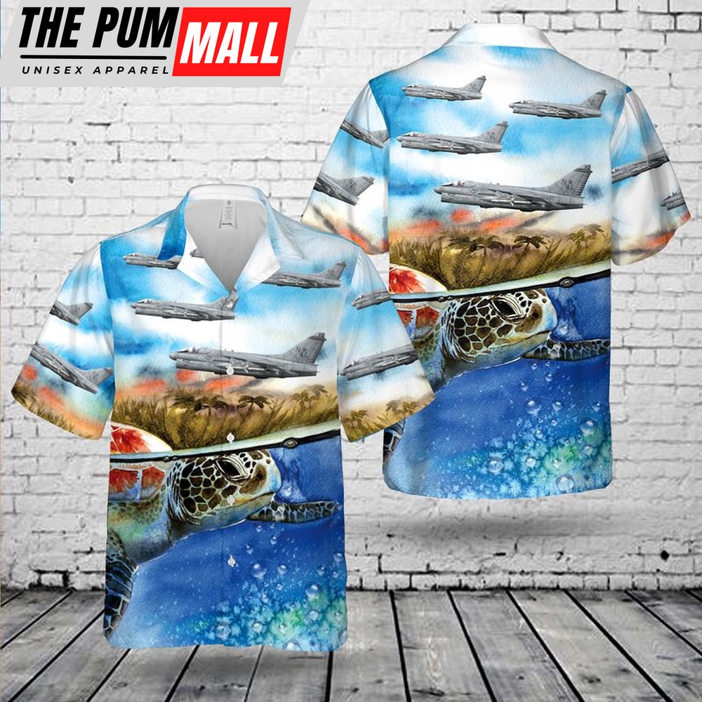 Us Navy Hawaiian Shirt, US Navy A7E Corsair II Of VA-37 Royal Maces Hawaiian Shirt, Military Hawaiian Shirt