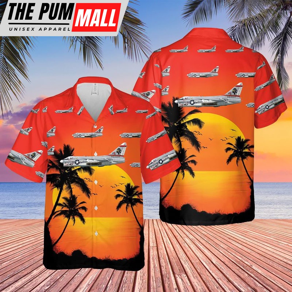 Us Navy Hawaiian Shirt, US Navy A7E Corsair II Of VA-87 Golden Warriors Hawaiian Shirt, Military Hawaiian Shirt