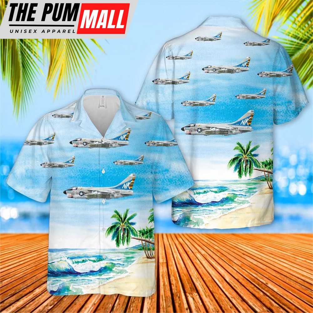 Us Navy Hawaiian Shirt, US Navy A7E Corsair II Of VA-97 Hawaiian Shirt, Military Hawaiian Shirt