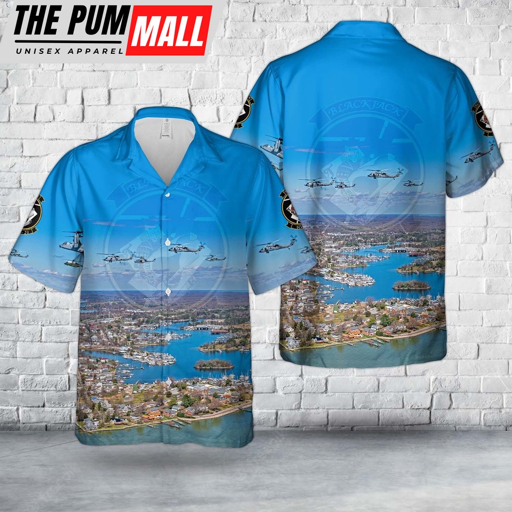 Us Navy Hawaiian Shirt, US Navy Air Test and Evaluation Squadron TWO ONE (HX-21) Blackjack Hawaiian Shirt, Military Hawaiian Shirt