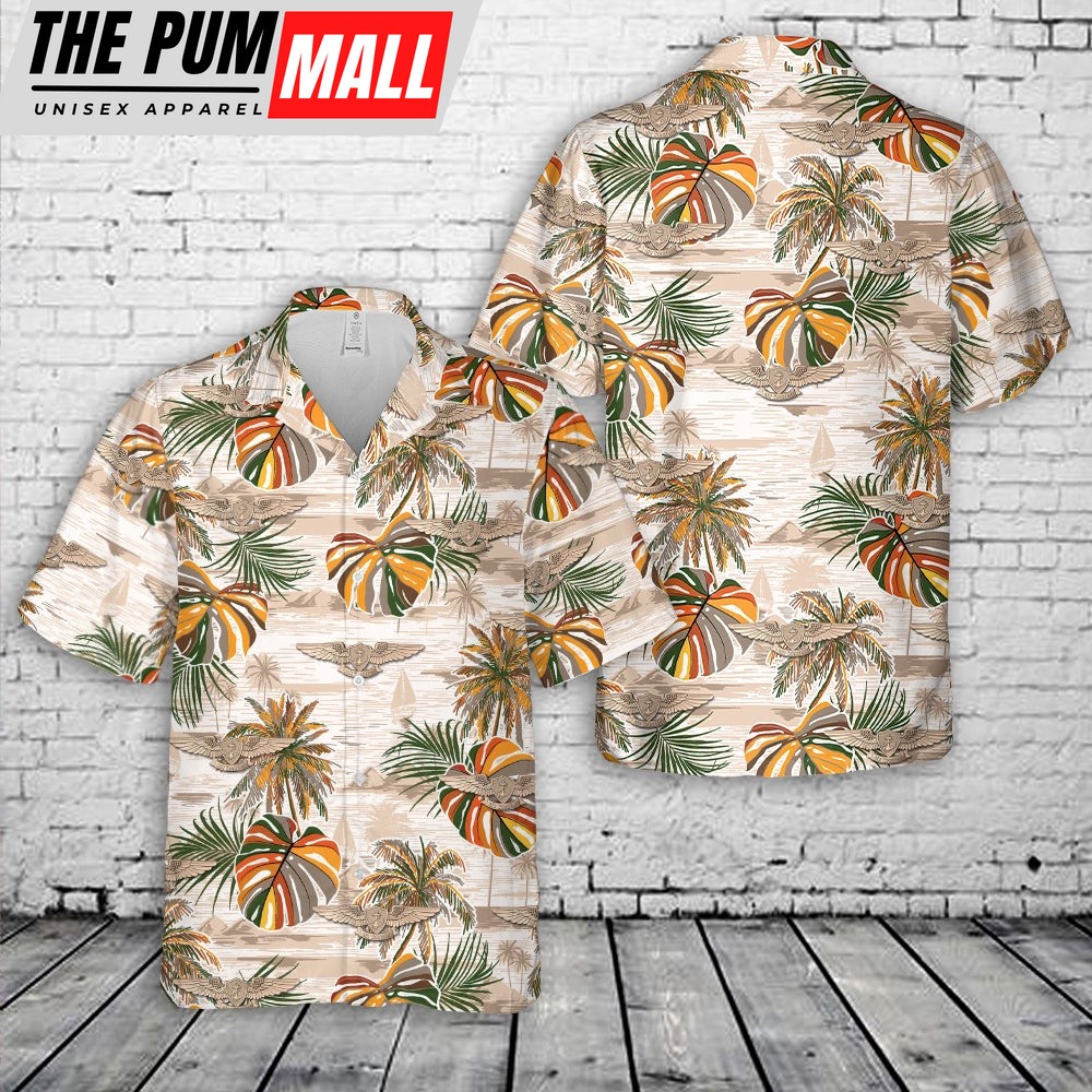 Us Navy Hawaiian Shirt, US Navy Air Warfare Wings Insignia Hawaiian Shirt, Military Hawaiian Shirt