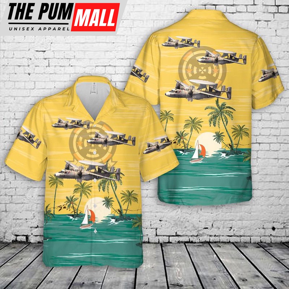 Us Navy Hawaiian Shirt, US Navy Airborne Command & Control Squadron 124 (VAW-124) Bear Aces Hawaiian Shirt, Military Hawaiian Shirt