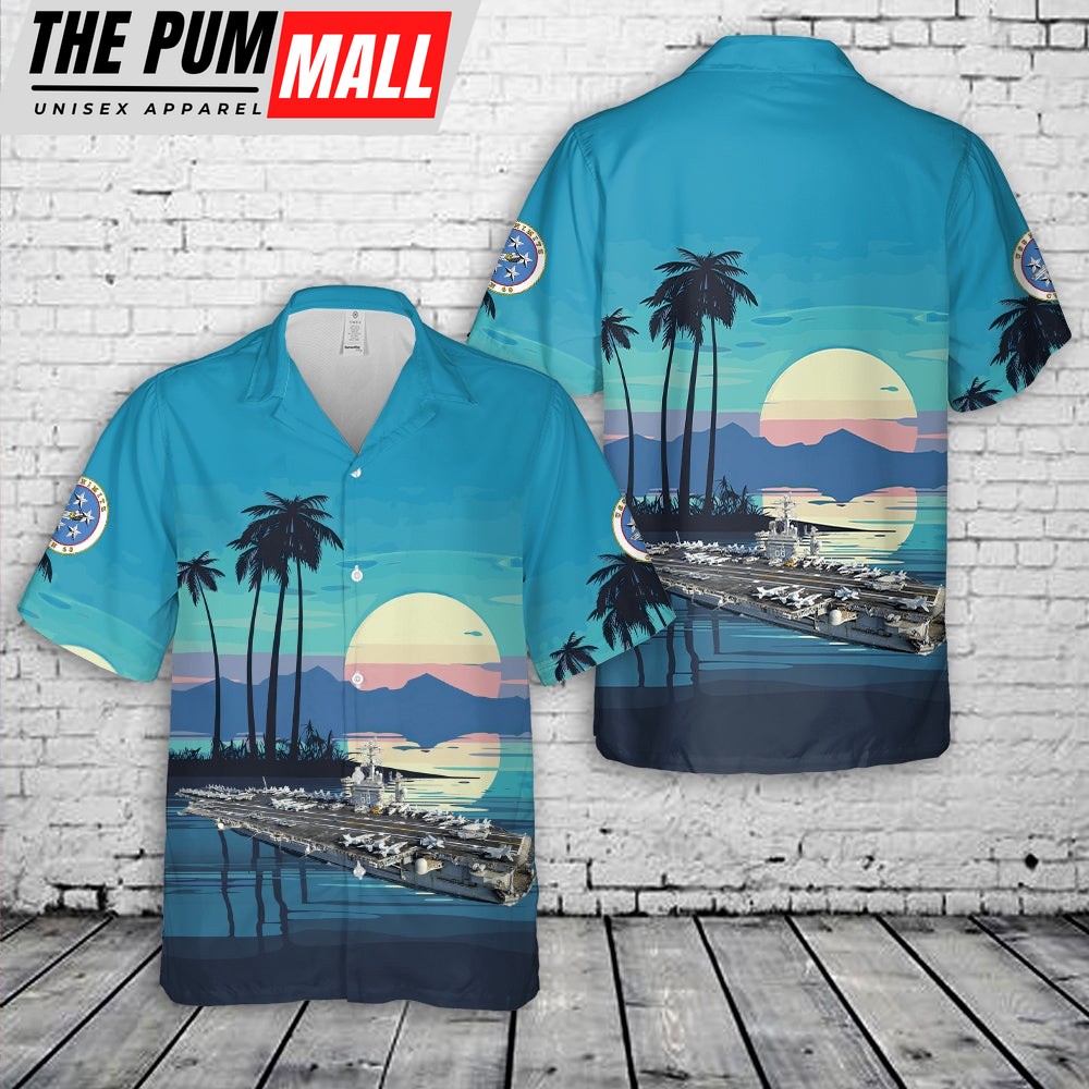 Us Navy Hawaiian Shirt, US Navy Aircraft Carrier CVN 68 USS Nimitz Hawaiian Shirt, Military Hawaiian Shirt