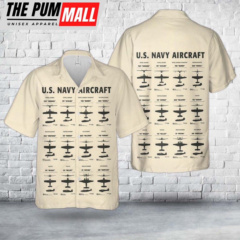 Us Navy Hawaiian Shirt, US Navy Aircraft In WWII Hawaiian Shirt, Military Hawaiian Shirt