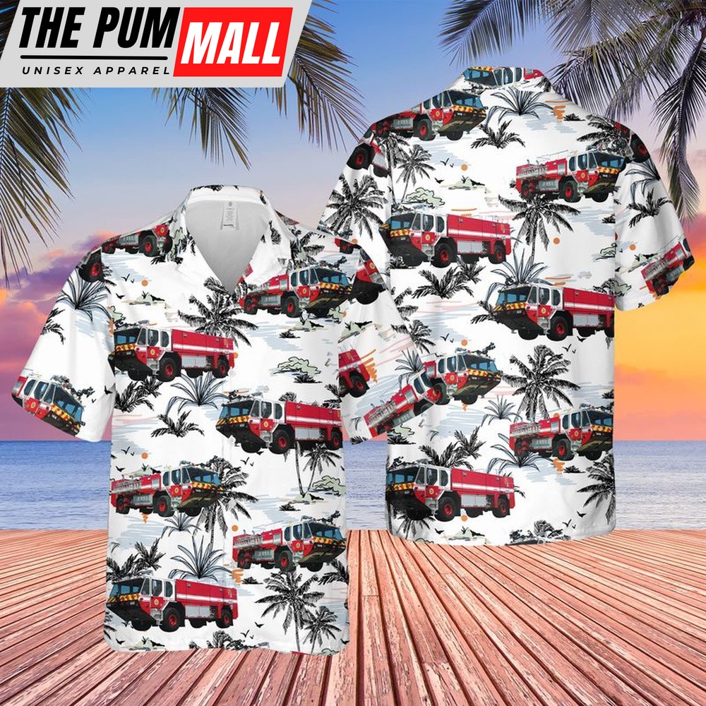 Us Navy Hawaiian Shirt, U.S. Navy Aircraft Rescue Fire Fighting (ARFF) E-ONE Hawaiian Shirt, Military Hawaiian Shirt