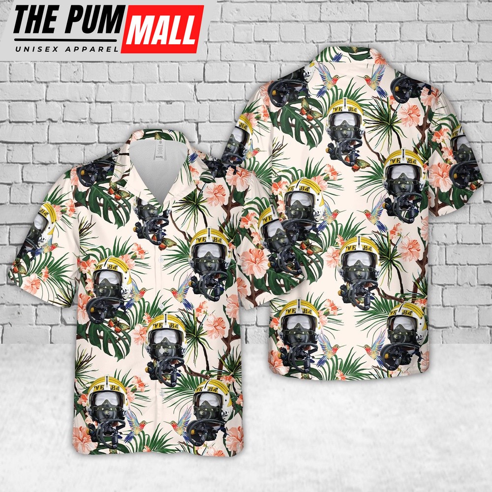 Us Navy Hawaiian Shirt, US Navy APH-6 Helmet VF-84 ?JOLLY ROGERS? VN 1965 Hawaiian Shirt, Military Hawaiian Shirt