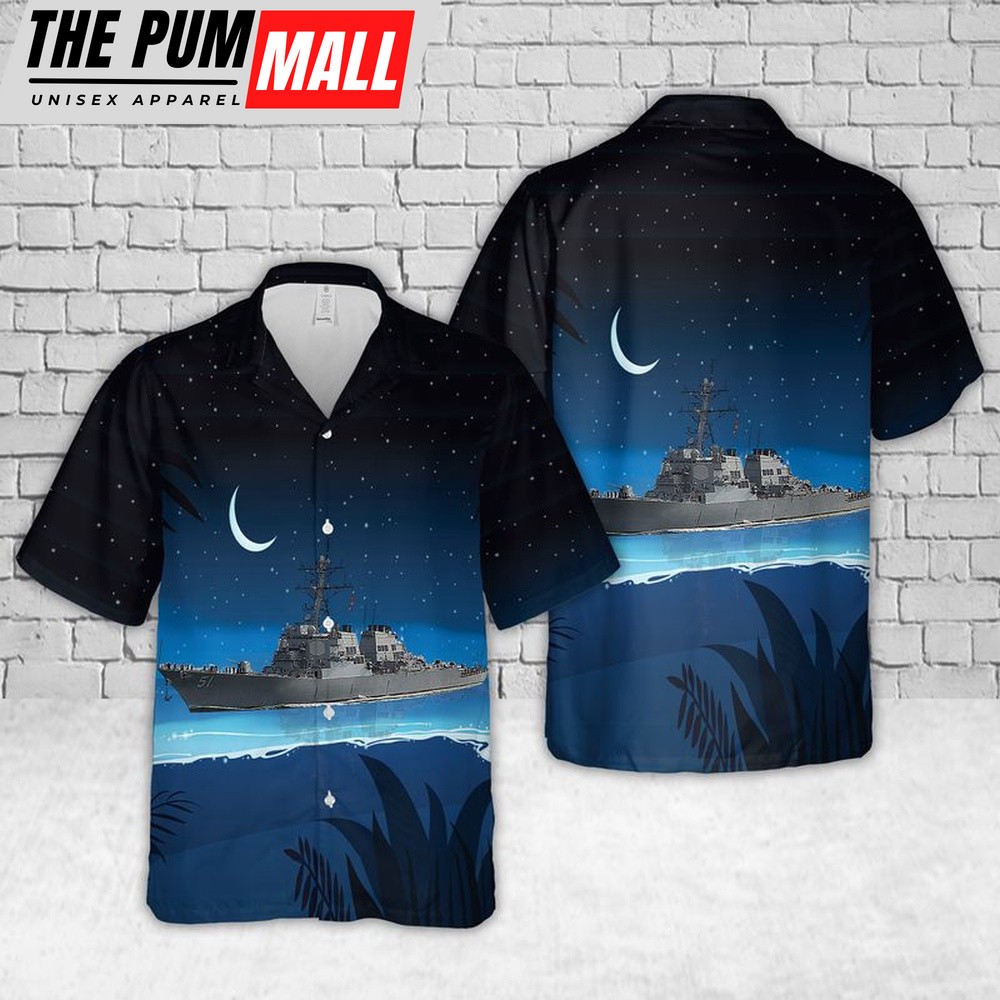 Us Navy Hawaiian Shirt, US Navy Arleigh Burke-Class (DDG 51) Destroyer Hawaiian Shirt, Military Hawaiian Shirt