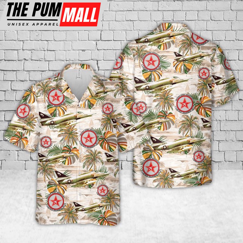 Us Navy Hawaiian Shirt, U.S. Navy Attack Squadron 127 (VA-127) Royal Blues A-4F Skyhawk Hawaiian Shirt, Military Hawaiian Shirt