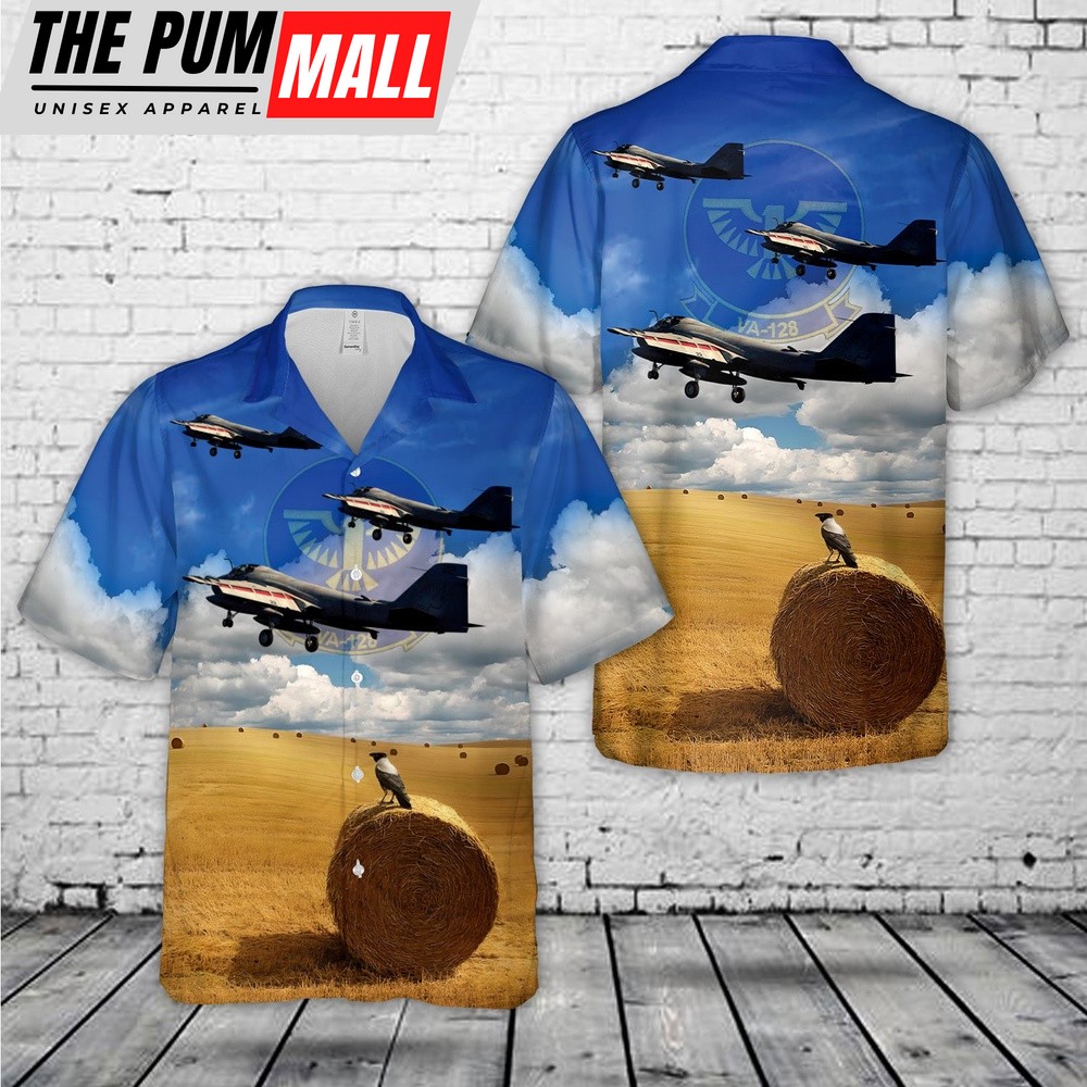 Us Navy Hawaiian Shirt, US Navy Attack Squadron VA-128 Golden Intruders Hawaiian Shirt, Military Hawaiian Shirt