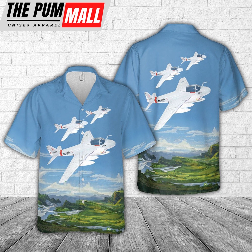 Us Navy Hawaiian Shirt, US Navy Attack Squadron VA-304 Firebirds KA-6D Hawaiian Shirt, Military Hawaiian Shirt
